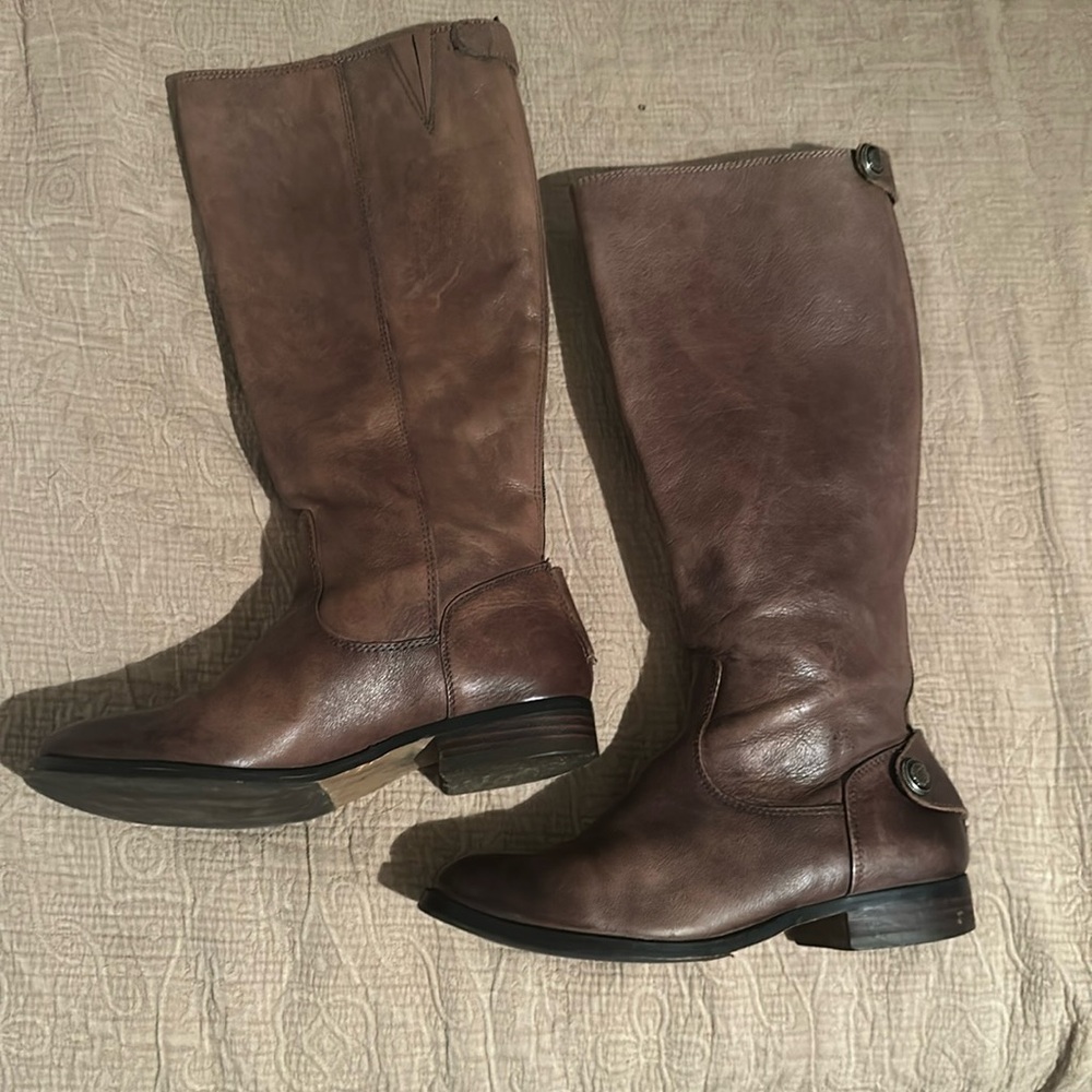 Arturo Chiang Fierce Riding Boots Size 7M Chocolate Brown Back Zipper